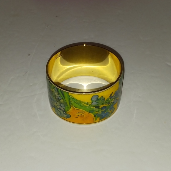 Erwin Pearl 22K Goldplated & Enamel Van Gogh "Irises" Bangle - Picture 6 of 11